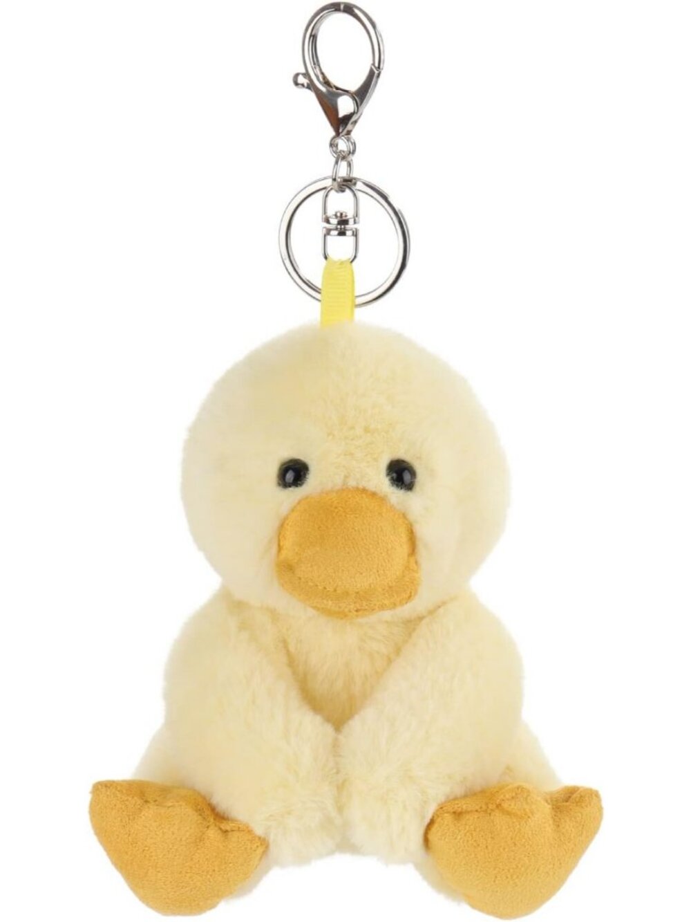 Soft Plush Yellow Duck Keychain Charm - Cute Apricot Lamb Toy Purse Accessory